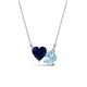 1 - Zuri 1.50 ctw Heart Shape Created Blue Sapphire with Pear Shape Aquamarine Toi Et Moi Women Pendant Necklace 