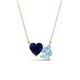 1 - Zuri 1.50 ctw Heart Shape Created Blue Sapphire with Pear Shape Aquamarine Toi Et Moi Women Pendant Necklace 