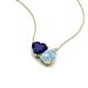 4 - Zuri 1.50 ctw Heart Shape Created Blue Sapphire with Pear Shape Aquamarine Toi Et Moi Women Pendant Necklace 