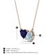 3 - Zuri 1.50 ctw Heart Shape Created Blue Sapphire with Pear Shape Aquamarine Toi Et Moi Women Pendant Necklace 
