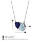 3 - Zuri 1.50 ctw Heart Shape Created Blue Sapphire with Pear Shape Aquamarine Toi Et Moi Women Pendant Necklace 