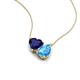 4 - Zuri 1.75 ctw Heart Shape Created Blue Sapphire with Pear Shape Blue Topaz Toi Et Moi Women Pendant Necklace 
