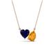 1 - Zuri 1.55 ctw Heart Shape Created Blue Sapphire with Pear Shape Citrine Toi Et Moi Women Pendant Necklace 