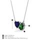 3 - Zuri 1.70 ctw Heart Shape Created Blue Sapphire with Pear Shape Created Emerald Toi Et Moi Women Pendant Necklace 