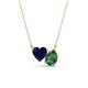 1 - Zuri 1.70 ctw Heart Shape Created Blue Sapphire with Pear Shape Created Emerald Toi Et Moi Women Pendant Necklace 