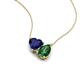 4 - Zuri 1.70 ctw Heart Shape Created Blue Sapphire with Pear Shape Created Emerald Toi Et Moi Women Pendant Necklace 