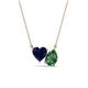 1 - Zuri 1.70 ctw Heart Shape Created Blue Sapphire with Pear Shape Created Emerald Toi Et Moi Women Pendant Necklace 