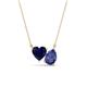 1 - Zuri 1.50 ctw Heart Shape Created Blue Sapphire with Pear Shape Iolite Toi Et Moi Women Pendant Necklace 