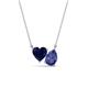 1 - Zuri 1.50 ctw Heart Shape Created Blue Sapphire with Pear Shape Iolite Toi Et Moi Women Pendant Necklace 