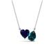 1 - Zuri 1.75 ctw Heart Shape Created Blue Sapphire with Pear Shape London Blue Topaz Toi Et Moi Women Pendant Necklace 