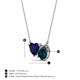 3 - Zuri 1.75 ctw Heart Shape Created Blue Sapphire with Pear Shape London Blue Topaz Toi Et Moi Women Pendant Necklace 