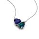 4 - Zuri 1.75 ctw Heart Shape Created Blue Sapphire with Pear Shape London Blue Topaz Toi Et Moi Women Pendant Necklace 