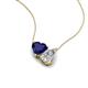 4 - Zuri 1.75 ctw Heart Shape Created Blue Sapphire with Pear Shape Moissanite Toi Et Moi Women Pendant Necklace 