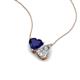 4 - Zuri 1.75 ctw Heart Shape Created Blue Sapphire with Pear Shape Moissanite Toi Et Moi Women Pendant Necklace 