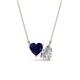 1 - Zuri 1.75 ctw Heart Shape Created Blue Sapphire with Pear Shape Moissanite Toi Et Moi Women Pendant Necklace 