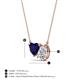 3 - Zuri 1.75 ctw Heart Shape Created Blue Sapphire with Pear Shape Moissanite Toi Et Moi Women Pendant Necklace 