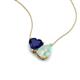4 - Zuri 1.25 ctw Heart Shape Created Blue Sapphire with Pear Shape Opal Toi Et Moi Women Pendant Necklace 