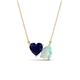 1 - Zuri 1.25 ctw Heart Shape Created Blue Sapphire with Pear Shape Opal Toi Et Moi Women Pendant Necklace 