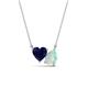 1 - Zuri 1.25 ctw Heart Shape Created Blue Sapphire with Pear Shape Opal Toi Et Moi Women Pendant Necklace 