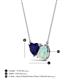 3 - Zuri 1.25 ctw Heart Shape Created Blue Sapphire with Pear Shape Opal Toi Et Moi Women Pendant Necklace 