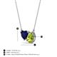 3 - Zuri 1.70 ctw Heart Shape Created Blue Sapphire with Pear Shape Peridot Toi Et Moi Women Pendant Necklace 