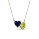 1 - Zuri 1.70 ctw Heart Shape Created Blue Sapphire with Pear Shape Peridot Toi Et Moi Women Pendant Necklace 