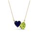 1 - Zuri 1.70 ctw Heart Shape Created Blue Sapphire with Pear Shape Peridot Toi Et Moi Women Pendant Necklace 