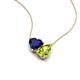 4 - Zuri 1.70 ctw Heart Shape Created Blue Sapphire with Pear Shape Peridot Toi Et Moi Women Pendant Necklace 