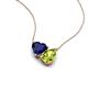 4 - Zuri 1.70 ctw Heart Shape Created Blue Sapphire with Pear Shape Peridot Toi Et Moi Women Pendant Necklace 