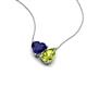 4 - Zuri 1.70 ctw Heart Shape Created Blue Sapphire with Pear Shape Peridot Toi Et Moi Women Pendant Necklace 