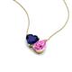 4 - Zuri 1.80 ctw Heart Shape Created Blue Sapphire with Pear Shape Created Pink Sapphire Toi Et Moi Women Pendant Necklace 