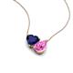 4 - Zuri 1.80 ctw Heart Shape Created Blue Sapphire with Pear Shape Created Pink Sapphire Toi Et Moi Women Pendant Necklace 