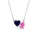 1 - Zuri 1.80 ctw Heart Shape Created Blue Sapphire with Pear Shape Created Pink Sapphire Toi Et Moi Women Pendant Necklace 
