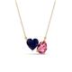1 - Zuri 1.60 ctw Heart Shape Created Blue Sapphire with Pear Shape Pink Tourmaline Toi Et Moi Women Pendant Necklace 