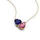 4 - Zuri 1.60 ctw Heart Shape Created Blue Sapphire with Pear Shape Pink Tourmaline Toi Et Moi Women Pendant Necklace 
