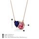 3 - Zuri 1.60 ctw Heart Shape Created Blue Sapphire with Pear Shape Pink Tourmaline Toi Et Moi Women Pendant Necklace 