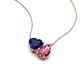 4 - Zuri 1.60 ctw Heart Shape Created Blue Sapphire with Pear Shape Pink Tourmaline Toi Et Moi Women Pendant Necklace 