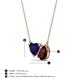 3 - Zuri 1.80 ctw Heart Shape Created Blue Sapphire with Pear Shape Red Garnet Toi Et Moi Women Pendant Necklace 