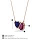 3 - Zuri 1.80 ctw Heart Shape Created Blue Sapphire with Pear Shape Rhodolite Garnet Toi Et Moi Women Pendant Necklace 