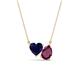 1 - Zuri 1.80 ctw Heart Shape Created Blue Sapphire with Pear Shape Rhodolite Garnet Toi Et Moi Women Pendant Necklace 