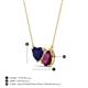 3 - Zuri 1.80 ctw Heart Shape Created Blue Sapphire with Pear Shape Rhodolite Garnet Toi Et Moi Women Pendant Necklace 