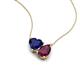 4 - Zuri 1.80 ctw Heart Shape Created Blue Sapphire with Pear Shape Rhodolite Garnet Toi Et Moi Women Pendant Necklace 