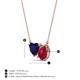 3 - Zuri 1.85 ctw Heart Shape Created Blue Sapphire with Pear Shape Created Ruby Toi Et Moi Women Pendant Necklace 