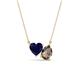 1 - Zuri 1.55 ctw Heart Shape Created Blue Sapphire with Pear Shape Smoky Quartz Toi Et Moi Women Pendant Necklace 
