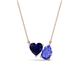 1 - Zuri 1.65 ctw Heart Shape Created Blue Sapphire with Pear Shape Tanzanite Toi Et Moi Women Pendant Necklace 