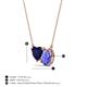 3 - Zuri 1.65 ctw Heart Shape Created Blue Sapphire with Pear Shape Tanzanite Toi Et Moi Women Pendant Necklace 