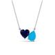 1 - Zuri 1.25 ctw Heart Shape Created Blue Sapphire with Pear Shape Turquoise Toi Et Moi Women Pendant Necklace 