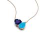 4 - Zuri 1.25 ctw Heart Shape Created Blue Sapphire with Pear Shape Turquoise Toi Et Moi Women Pendant Necklace 