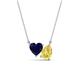 1 - Zuri 1.80 ctw Heart Shape Created Blue Sapphire with Pear Shape Created Yellow Sapphire Toi Et Moi Women Pendant Necklace 