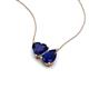 4 - Zuri 1.80 ctw Heart with Pear Shape Created Blue Sapphire Toi Et Moi Women Pendant Necklace 